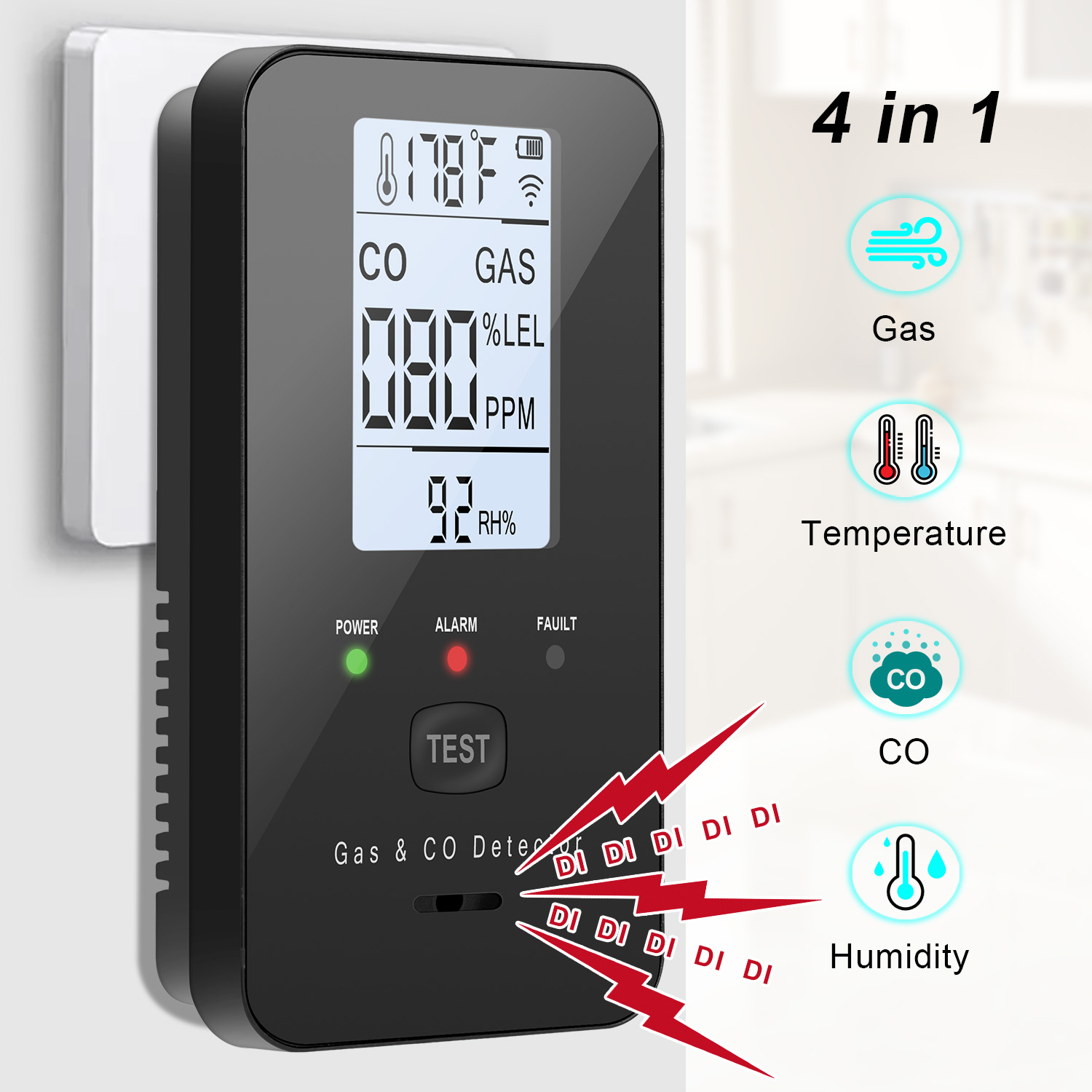 Co Detector Plug - Detektor gazu ziemnego i tlenku węgla,