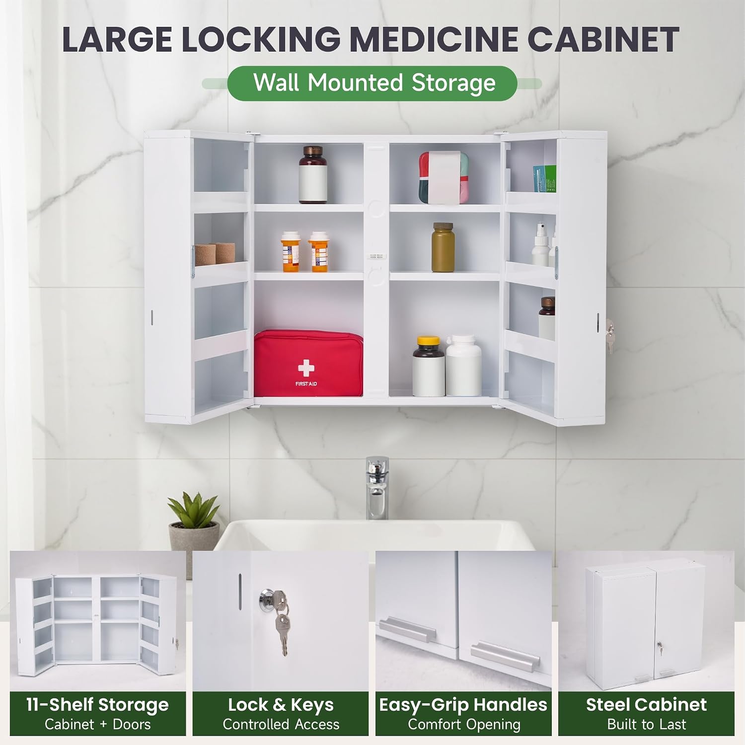 Duża szafka na leki zamykana n – Medicine Cabinet Lock recenzja i cena